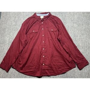 St Johns Bay Shirt Womens 3X Red Laredo Long Sleeve Button Up Two Pocket Casual